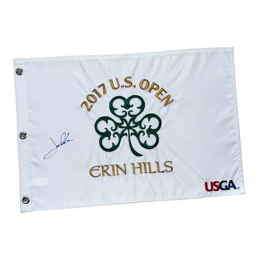 Jon Rahm AUTOGRAPHED Erin Hills Pin Flag Mint Condition